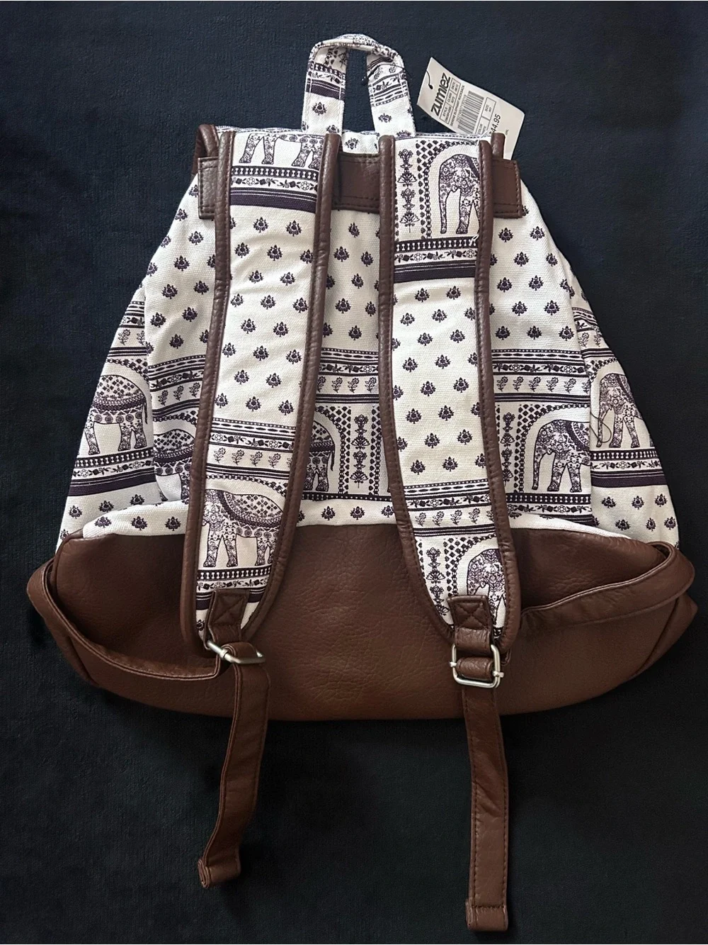 Empyre Boho Elephant Print Canvas Rucksack Backpack, Zumiez, NWT